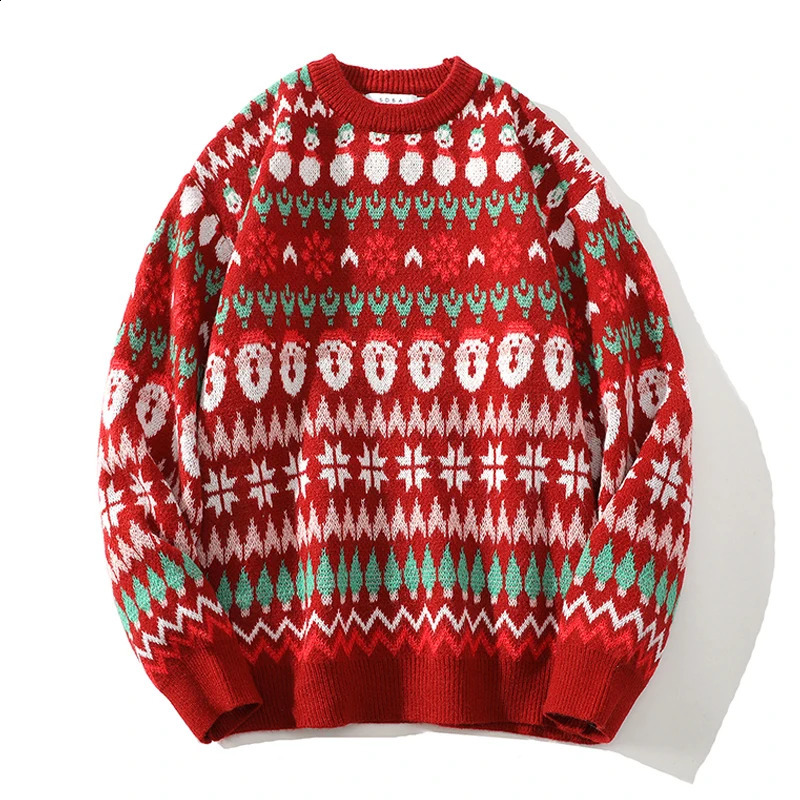 Una Reta Harajuku Winter Christmas Sweater Street Hip Hop Couple Knitted Pullover Sweater Mens Christmas Gift 240829