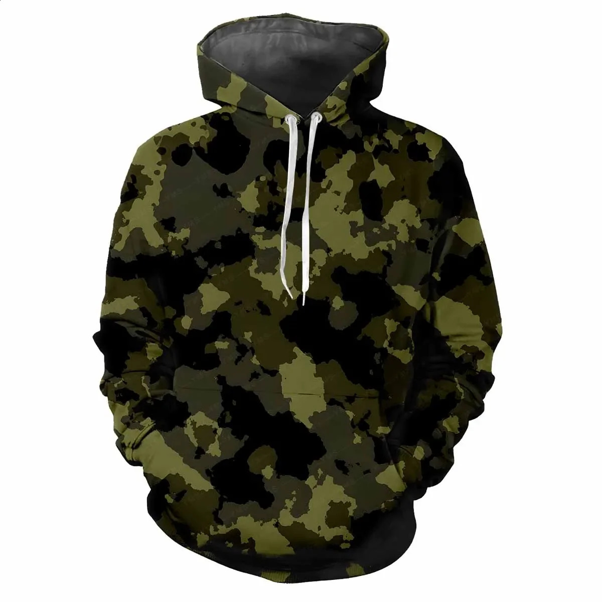 Fashionable mens hooded sweatshirt printed with interesting camouflage patterns digital printing casual long sleeved hooded sweatshirt thick fabr