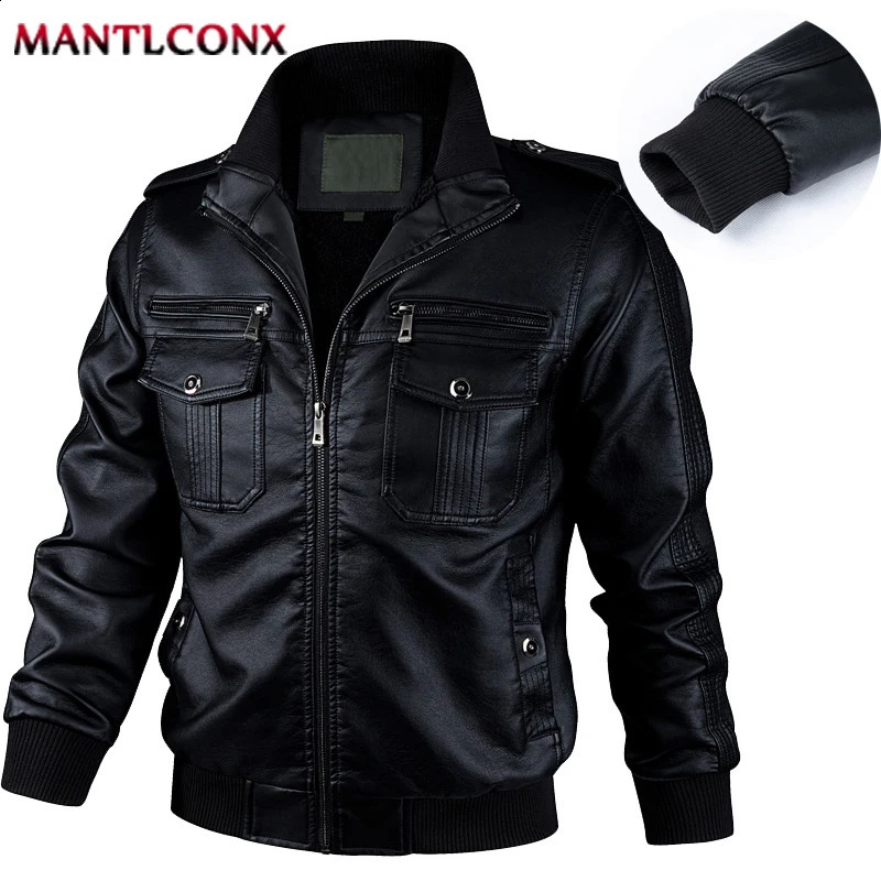 Zip Up Leather Jacket Mens Autumn Winter Vintage Motorcycle Jacket for Men Fashion Biker Leather Coats Male Outerwear Windbreak 240830