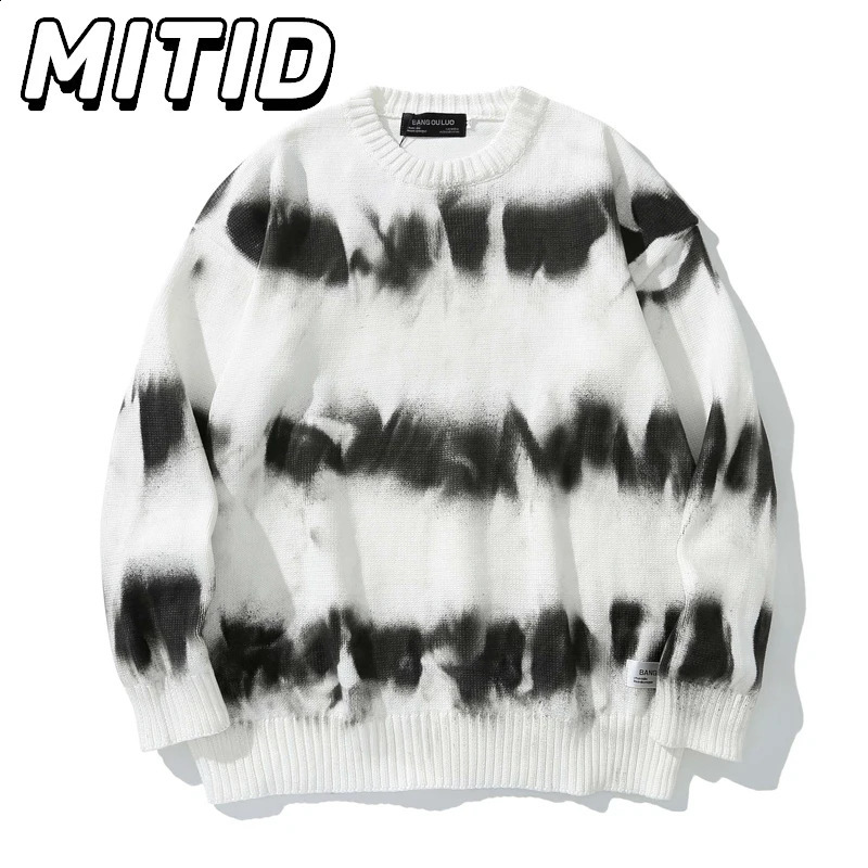 Home>Products>Autumn Mens Sweaters>Retro Distressed Tie>Striped Staff Collar>Couple Knitted Sweater>Hip Hop Oversized Sweater 2