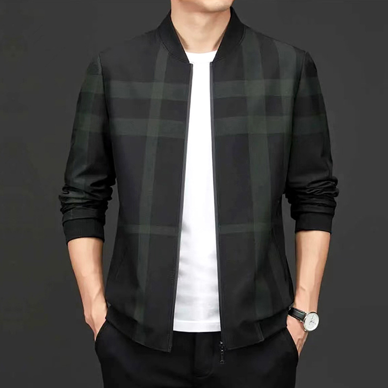 Wholesale- Spring Autumn Mens Solid Flight Army Green Bomber Jacket Men's Rib Sleeve Zipper Short Baseball Coats Clothing