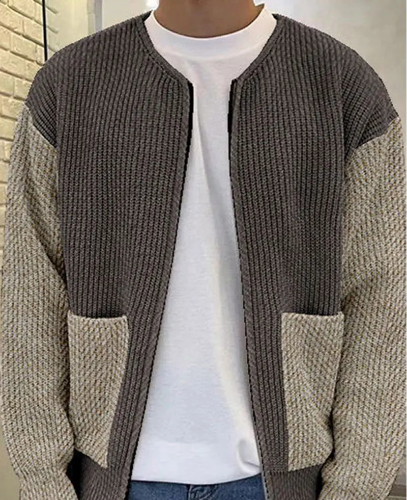 Pull en tricoté pour hommes collier épais collain zipper côte pull en tricot chaud et décontracté-tricot à collier ouvert pour hommes vêtements 2