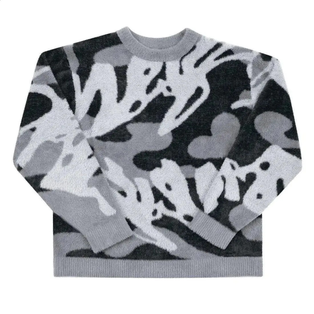 Mens hip-hop Knitwear womens sweater Harajuku fashion texture Mohair loose top casual cotton streetwear zipper sweater 240829
