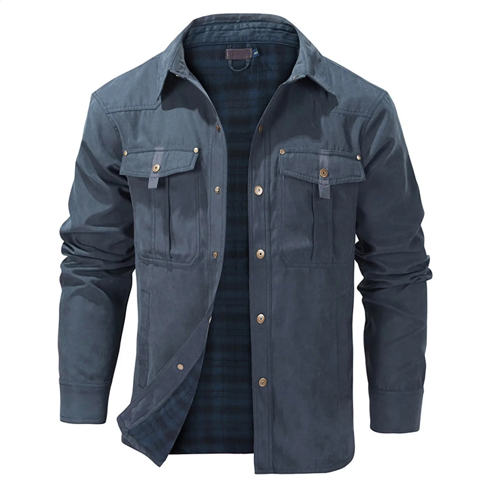 Winter mens bomber jacket high-quality mens plain flannel jacket mens lapel thick warm cargo jacket Coats streetwear set 240830
