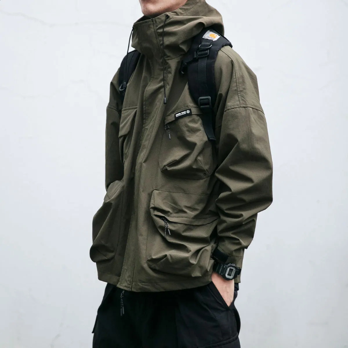 Autumn/Winter Jacket Mens Hooded Outdoor Jacket Solid Casual Mens Clothing Windproof Jacket Mens Waterproof Hiking Jacket 240829
