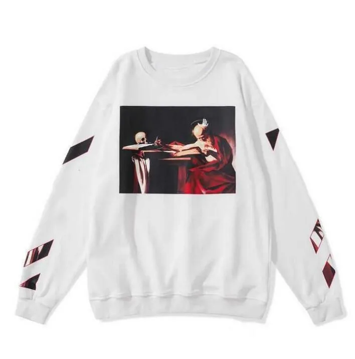 Off Wihte Long Sleeves Designer High Quality Streetwear Man Women Pure Cotton Hooded Skateboards Hoodys Street Offwhite Pullover Sweatshirt Clothes