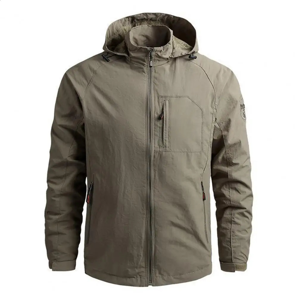 Mens Hooded Raincoat Winter Waterproof Leather Jacket Sports Hiking Windproof Sunscreen Jacket Clothing 240829