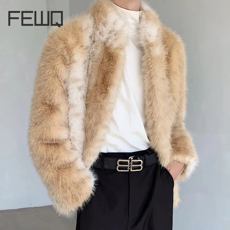 FEWQ Mens Short Jackets Tie-dyed Contrast Color Warm Cotton Stand Collar Winter Overcoat Men Top Fashion 9C3601 240829