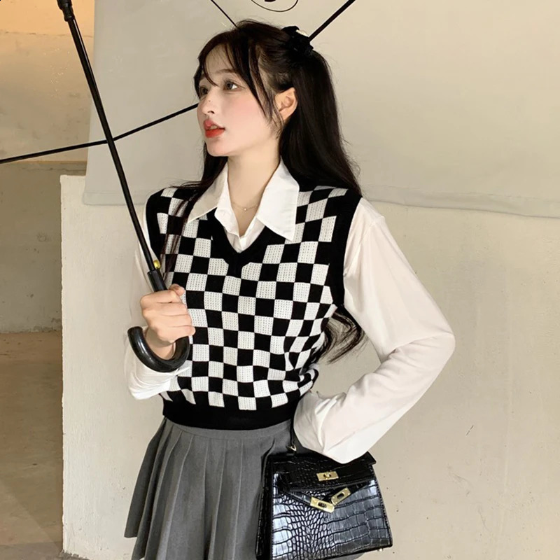 Mens knitted pull-out preparatory knitted vest autumn spring V-neck vest womens knitted sweater vest 240830
