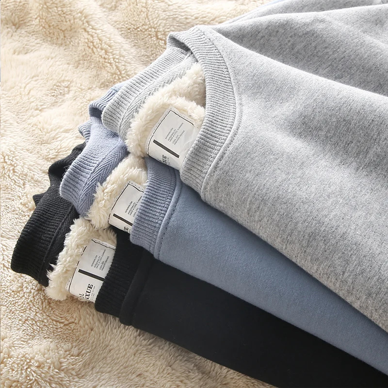 Sweatshirts de toison dukeen pour hommes Automne et hiver chaud couleur solide parié plus épais