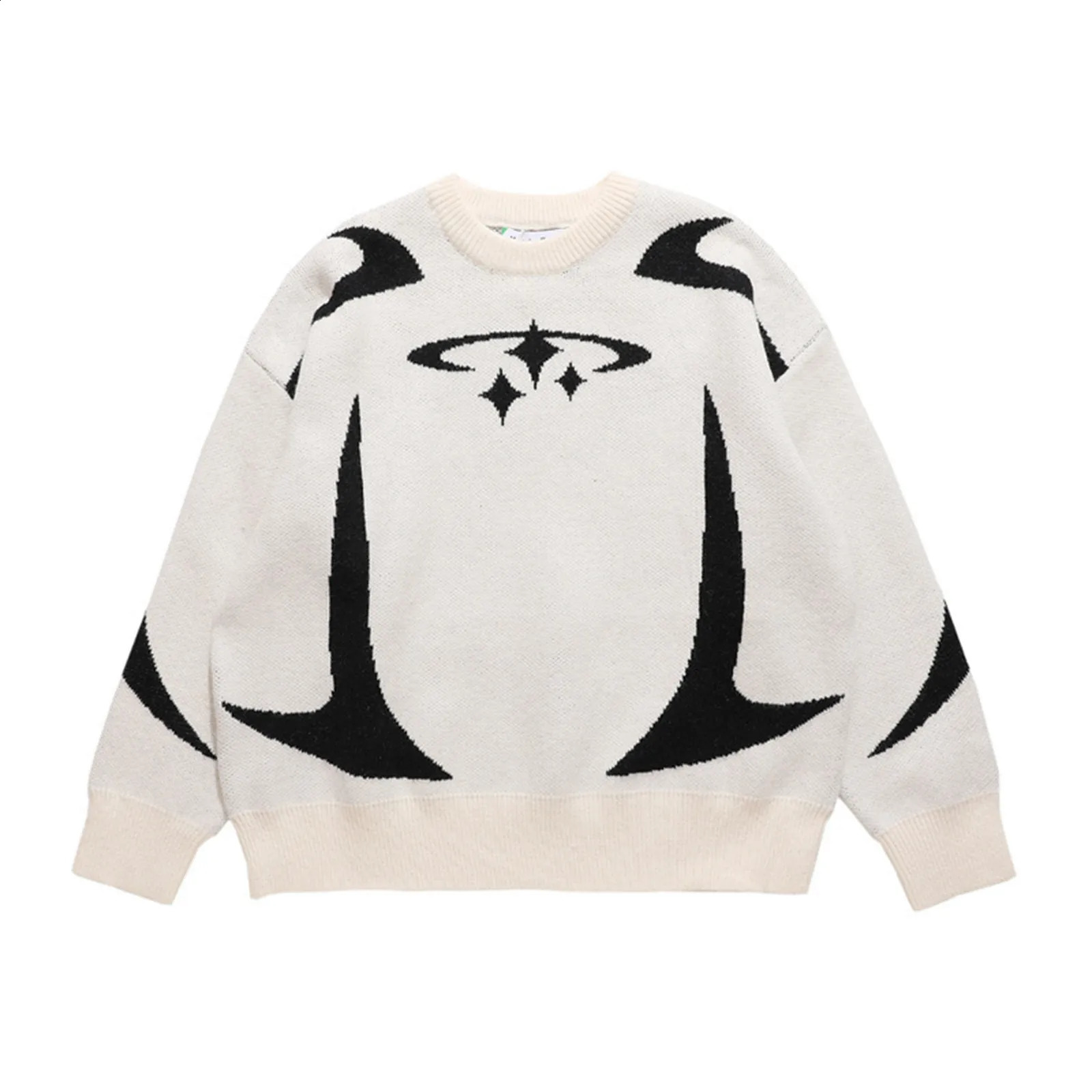 American retro womens clothing autumn and winter street hip-hop trend long sleeved knitted floral sweater casual loose top 240829