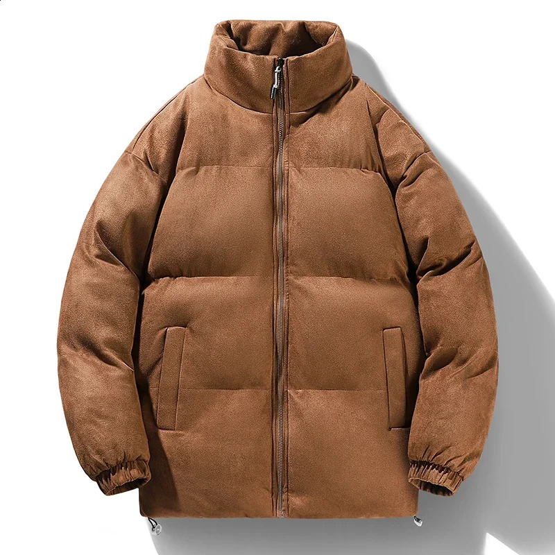 Winter Fashion Parkas for Men Outdoor Windproof Casual Warm Coats Stand Collar Solid Color Male Outerwear Quality All-match 240830