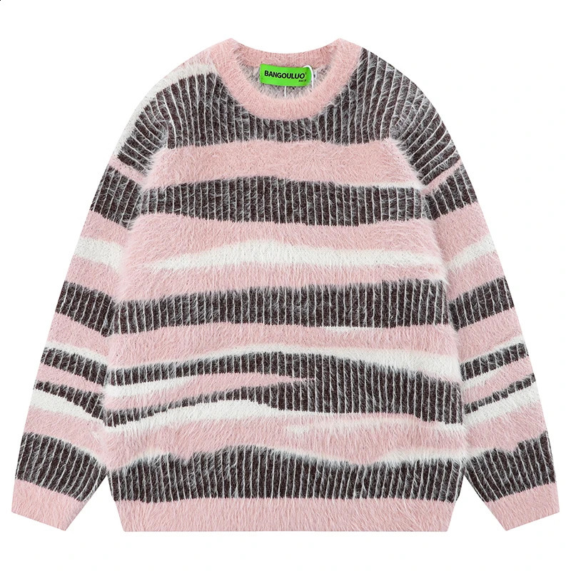 Autumn Mens Knitted Jumper Sweater Hip Hop Zebra Stripe Knitted Street Clothing Harajuku Fashion Casual Zipper Knitted Clothing 240829