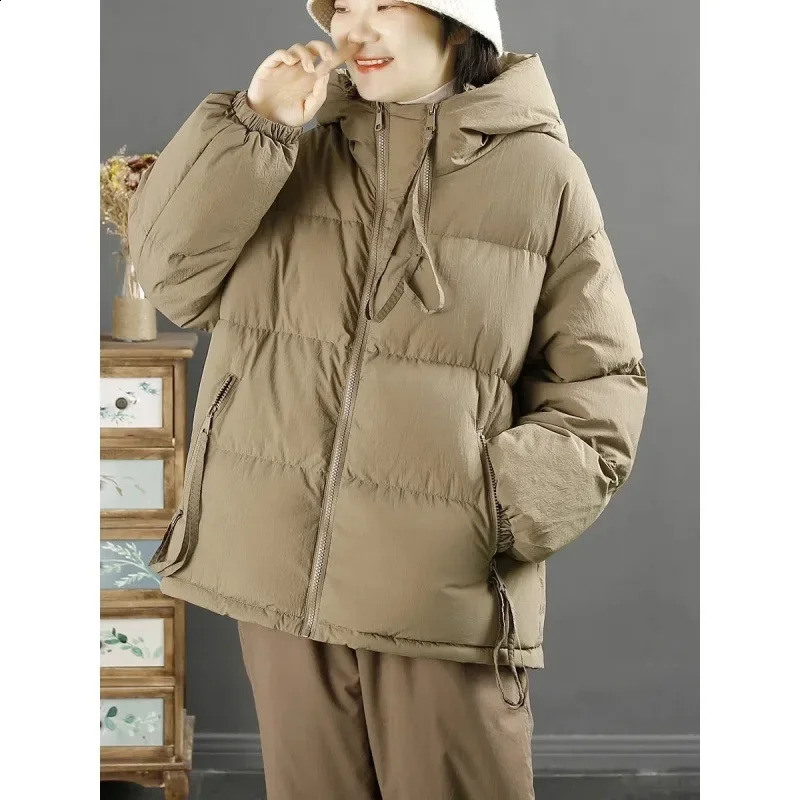 Womens Winter Thin Cotton-padded Coat Fashionable Hooded Loose-fit Padded Jacket For Petite Women 240830