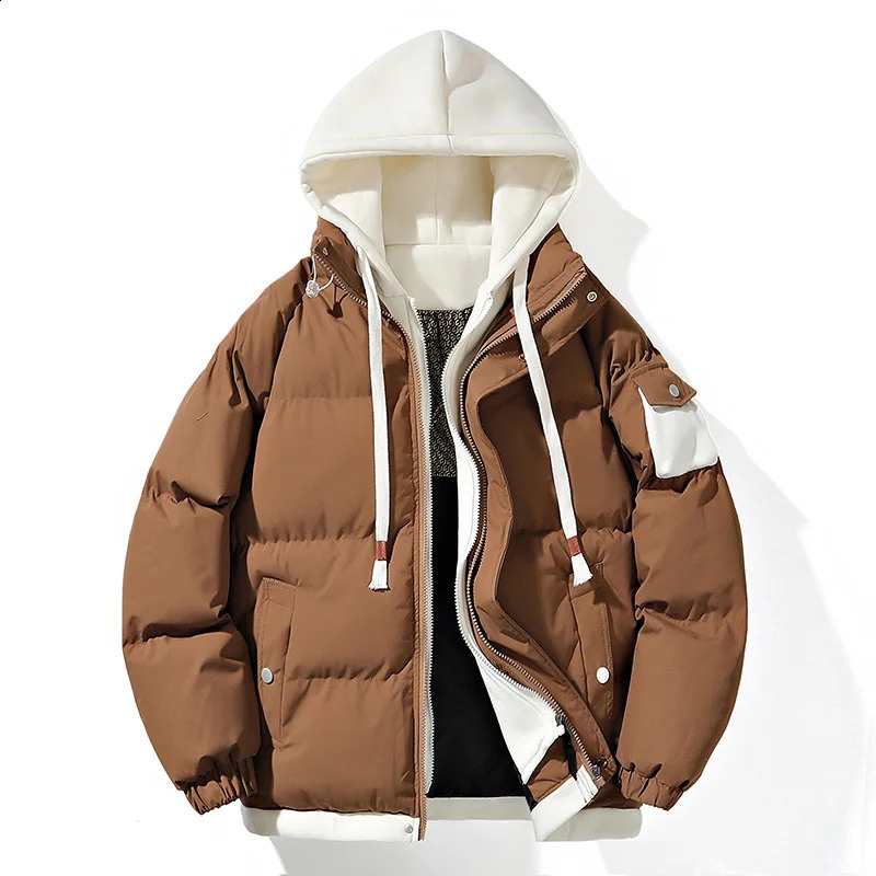 Hooded Thick Warm Colorful Bubble Coat Winter Jacket Mens Streetwear Hip Hop Parka Korean Black Clothes Puffer Jackets Men 240830