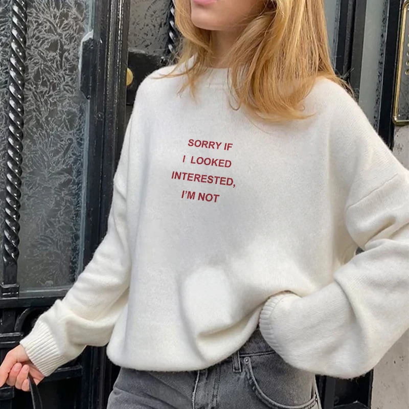 Autumn and winter hip-hop street style letter printed loose sweater Y2K couple casual knitted floral top womens Y2K Harajuku sweater 240829