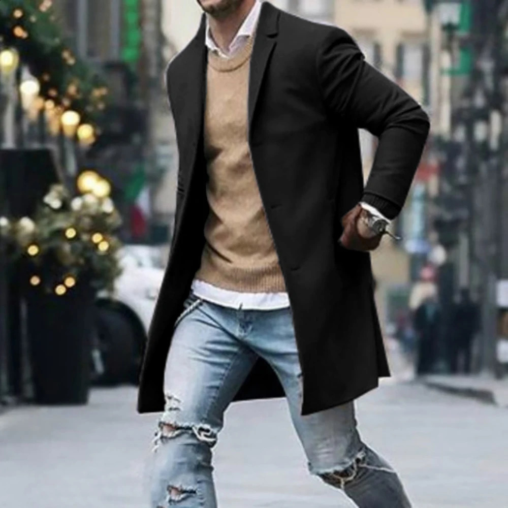 Selling Mens Double Sided Woolen Windbreaker Coat Casual Fashion Woolen Jacket for Men Autumn and Winter 240830