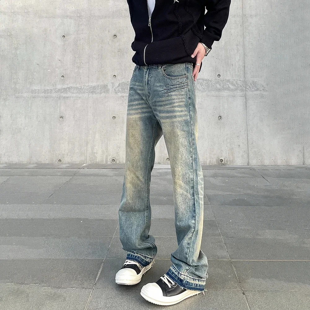 Streetwear Jeans Men Autumn Fit Vintage Trousers High Street Vaqueros Pantalones Hombre Slim Straight-leg Y2k Winter Denim Pants 240829