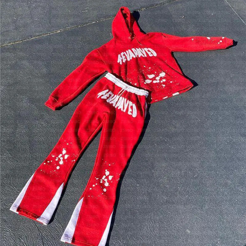 Y2K Aesthetics Retro Black Foam Print Pattern Pullover Hoodie 2000s Grunge Goth Jacket Coat Gothic Set EMO Women Men Top 240829