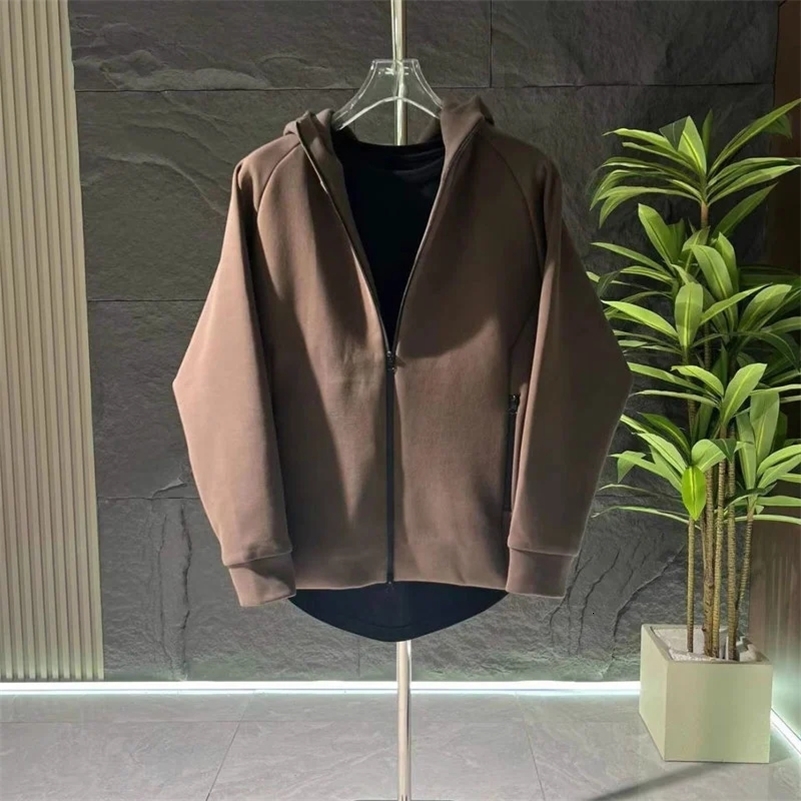 Spring Autumn Fashion Solid Color Hooded Sweatshirts Zipper Hoodies Mens Clothing Casual Loose ity Korean Cardigan Tops 240829