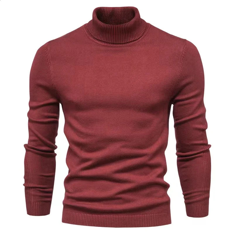 autumn and winter casual mens solid color zipper turtle neck mens casual knitted sweater 240829