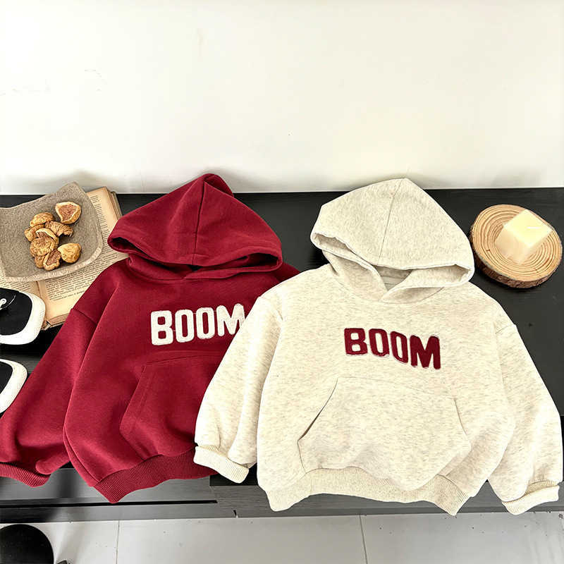 Hoodies Children's hoodie all-in-one fleece 2024 Baby hoodie with embroidered applique for boys and middle children H241120-image-999240327