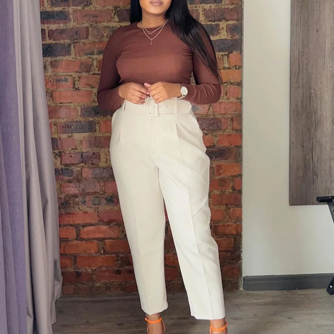 ly arrived fashionable and sexy casual solid color high waisted pants with temperature straight OL mens plus size womens clothing 240830