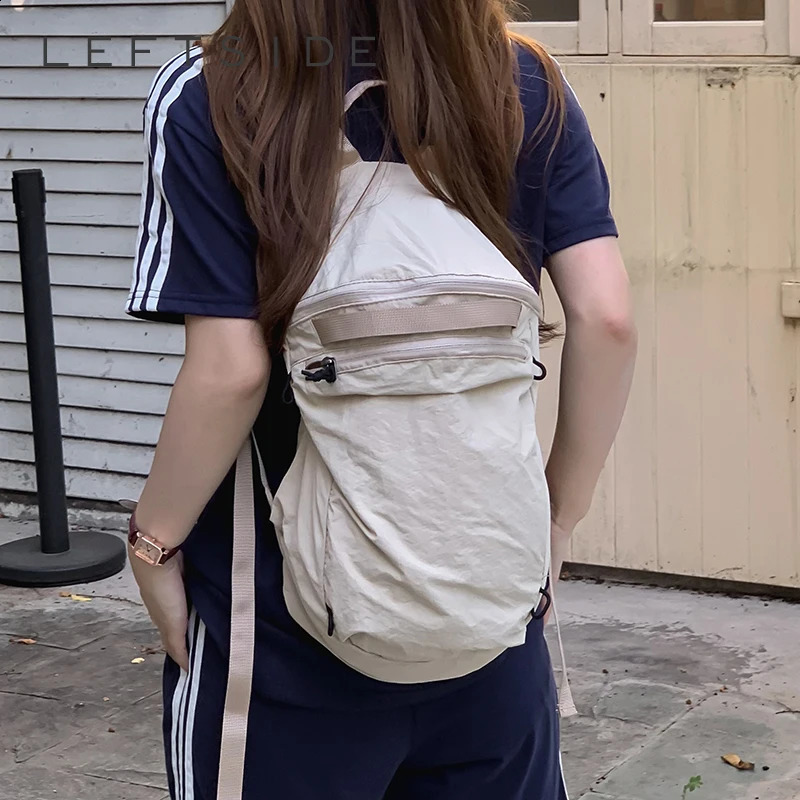 LEFTSIDE Womens Big Backpacks 2024 Y2K Korean Fashion Female Solid Color Backpack Lady Travel Casual Style Back Packs