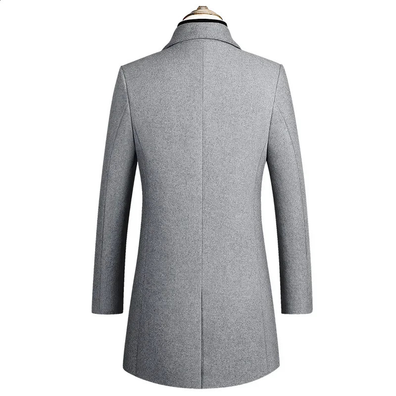 Mens long winter jacket wool blended cashmere trench coat high-quality mens business casual trench coat 4XL 240912
