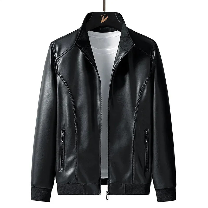 Cross Border Foreign Trade Mens Oversized Leather Clothing Autumn Tight Standing Collar Leather Jacket Trend 240830