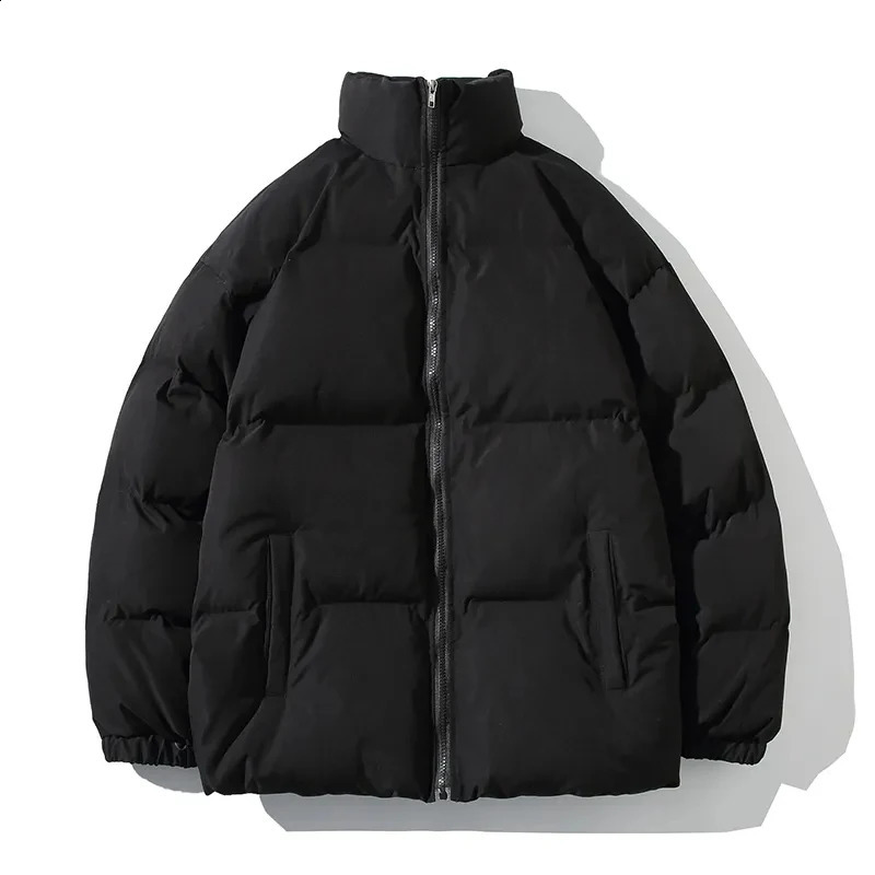 Y2K Oversized Black Winter Jacket Men Parkas Thicken Warm Coat Mens Women Stand Collar Solid Color Padded Jackets Streetwear 5XL 240830