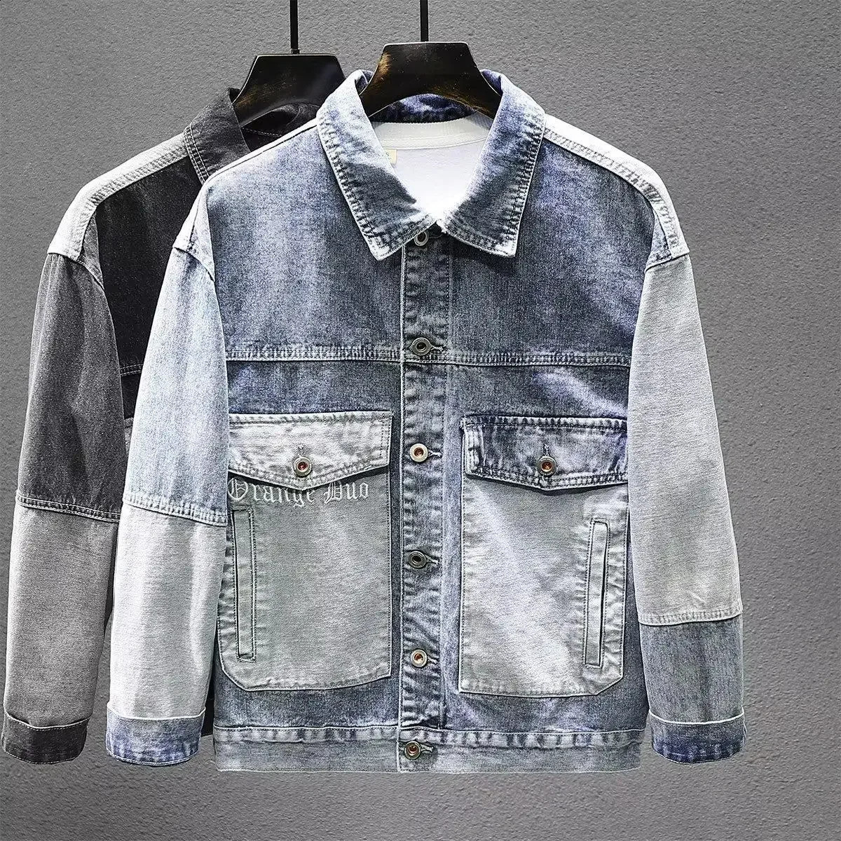 Veste en jean à la mode pour hommes en vrac Automne Top de style coréen Vêtements de travail décontracté à la mode Streetwear 240830