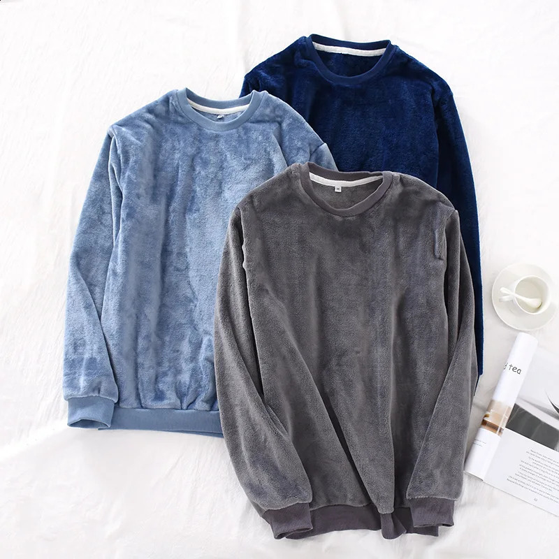 Autumn and winter thick mens jacket thick pajamas flannel warm sleeping pajamas mens clothing pajamas 240830