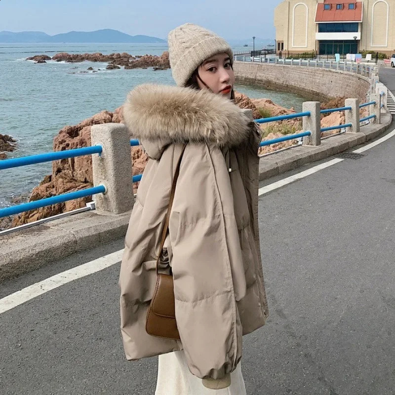 Winter Down Jacket Women Parkas Mid-length Big Fur Collar Hooded Womens Jacket Warmth Jacket Ladies Outwear Jacket for Women 240830