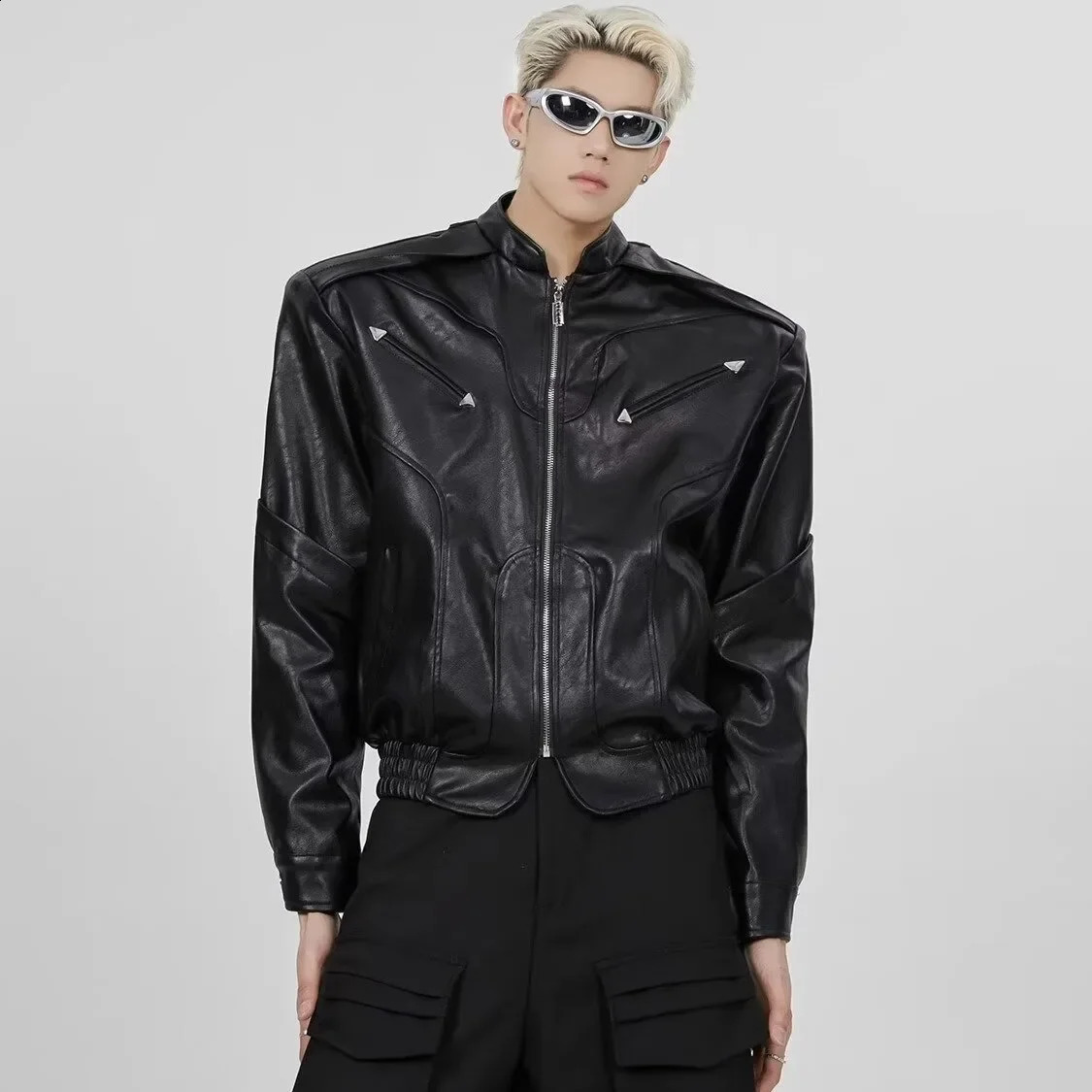Veste en cuir Pu de style américain vintage pour les hommes Femmes Trendy Streetwear Automne Winter High Street Punk Rock Veste 240830