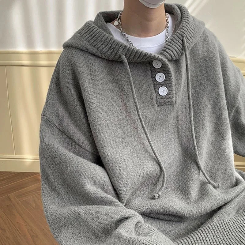 Oversize Men Knitted Sweatshirts Hoodies Solid Color Casual Auutmn Winter Comfortable Long Sleeve Losse Streetwear Men Sweater 240830