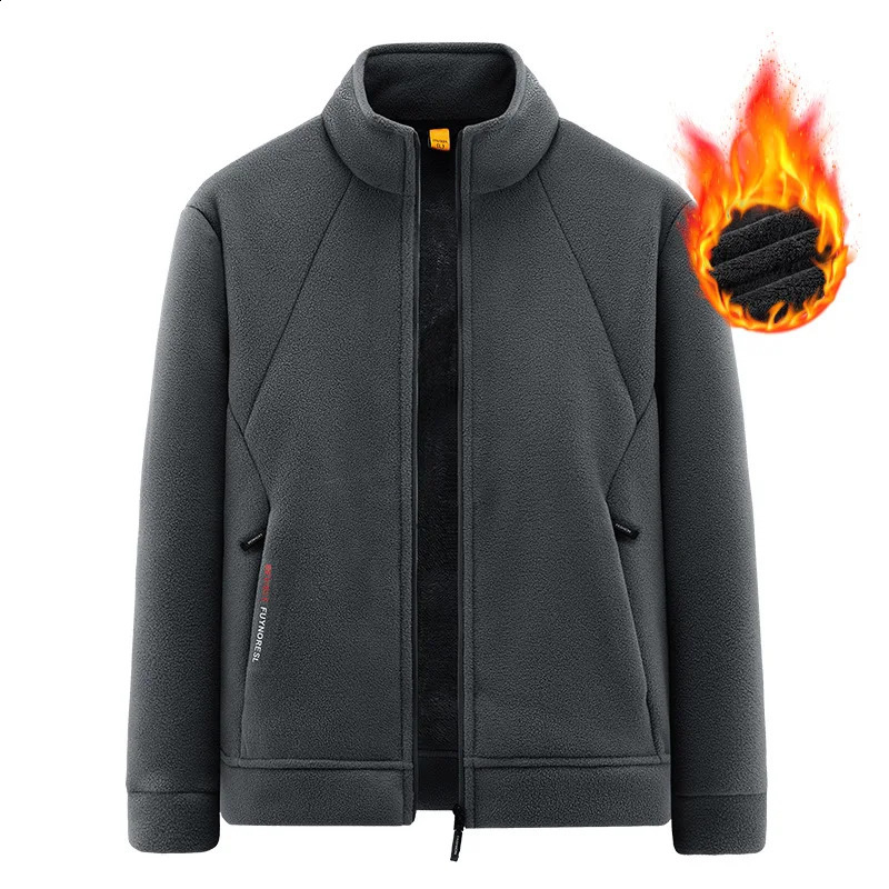 Veste en laine polaire d'hiver pour hommes hommes simples collier décontracté veste parka en cachemire épaisse extérieur veste chaude froide 2408