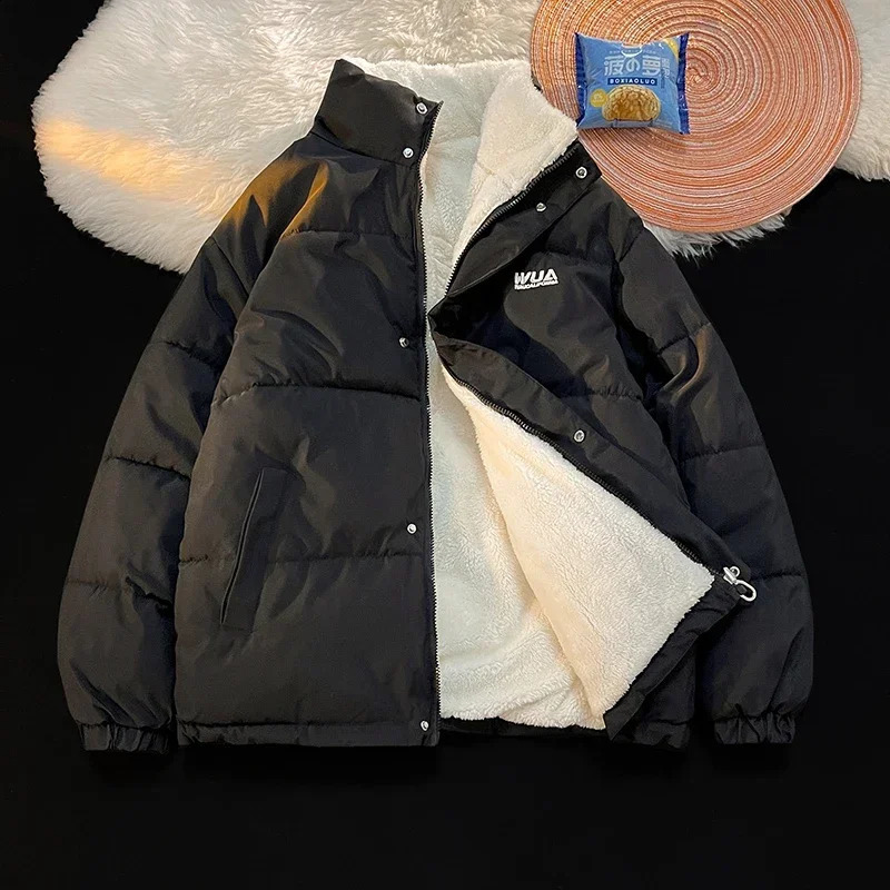 Khaki Double-Sided Jacket Womens White Winter Lamb Wool Coat Plush Thickened Warm Reversible Men Coat Comfortable Parka Winter 240830
