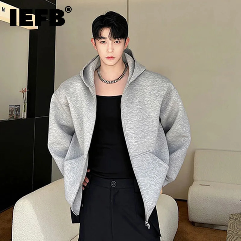 IEFB sweats à capuche tendance hommes automne Double tête fermeture éclair épaulette sweat à capuche Style coréen mode Eclothing 9C1355 240830