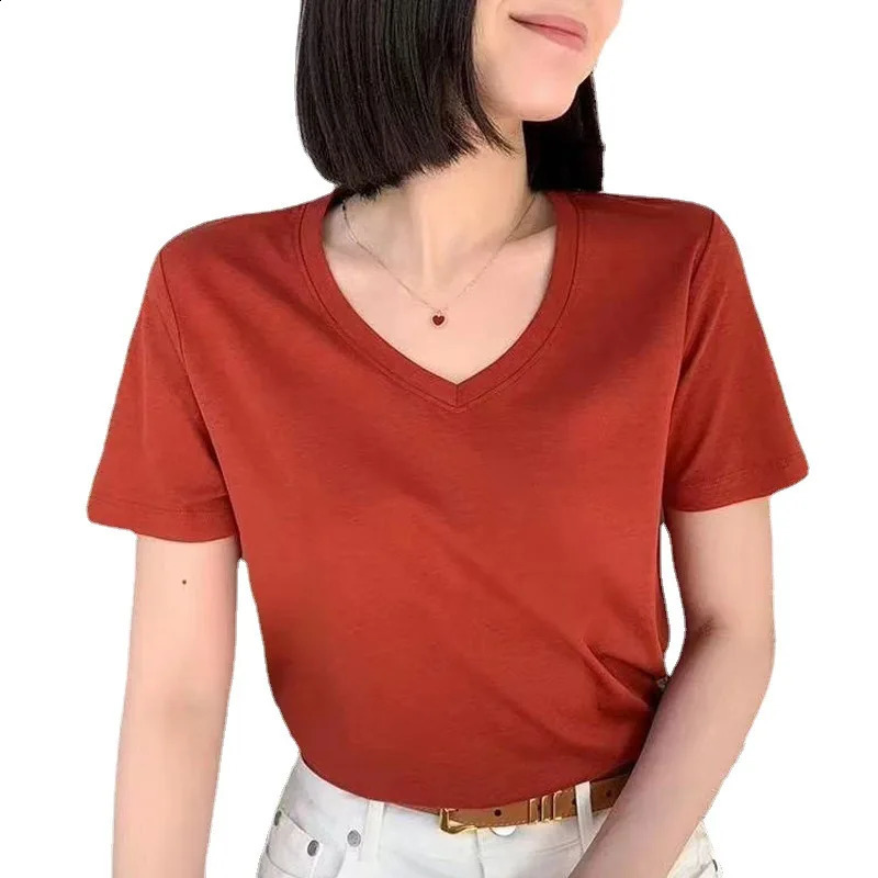 High Quality Mulberry Silk Cotton T-shirts Women Solid O Neck Top Summer Short Sleeve Tees Basic Soft T-Shirts Loose Style Korea 240830