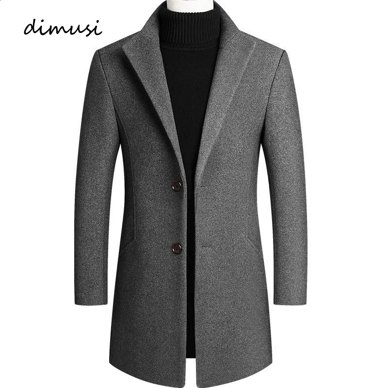 Autumn Winter Mens Wool Jackets Casual Mens Mid-Long Trench Coats Male Solid Color Woolen Warm Business Jackets Clothing 240830