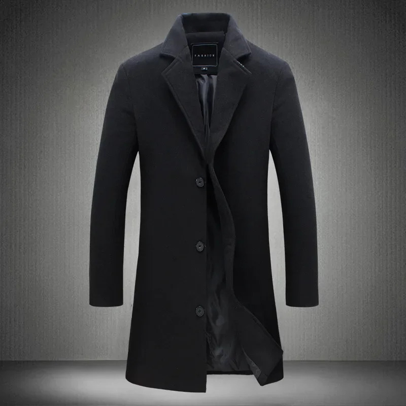 Spring and Autumn Leisure Mens Long Solid Color Fashion Versatile Single breasted Windbreaker Large Casual Cloth Coat 240830