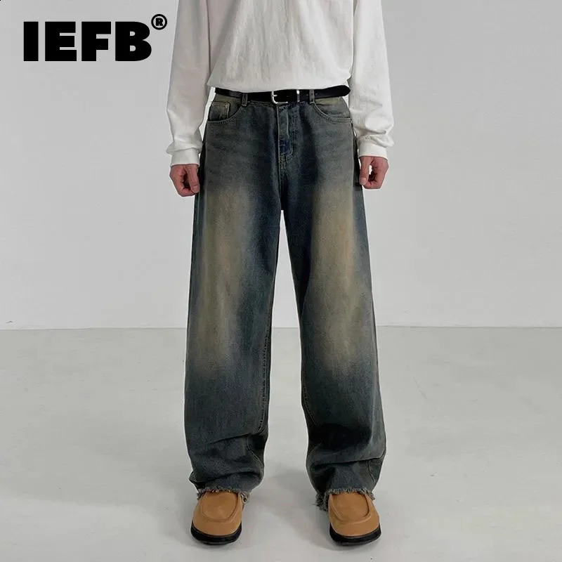 Pantalon en denim lavé iefb pantalon de plancher en vrac pantalon de style coréen pantalon de jambe décontractée tendance estivale 9c5010 240830