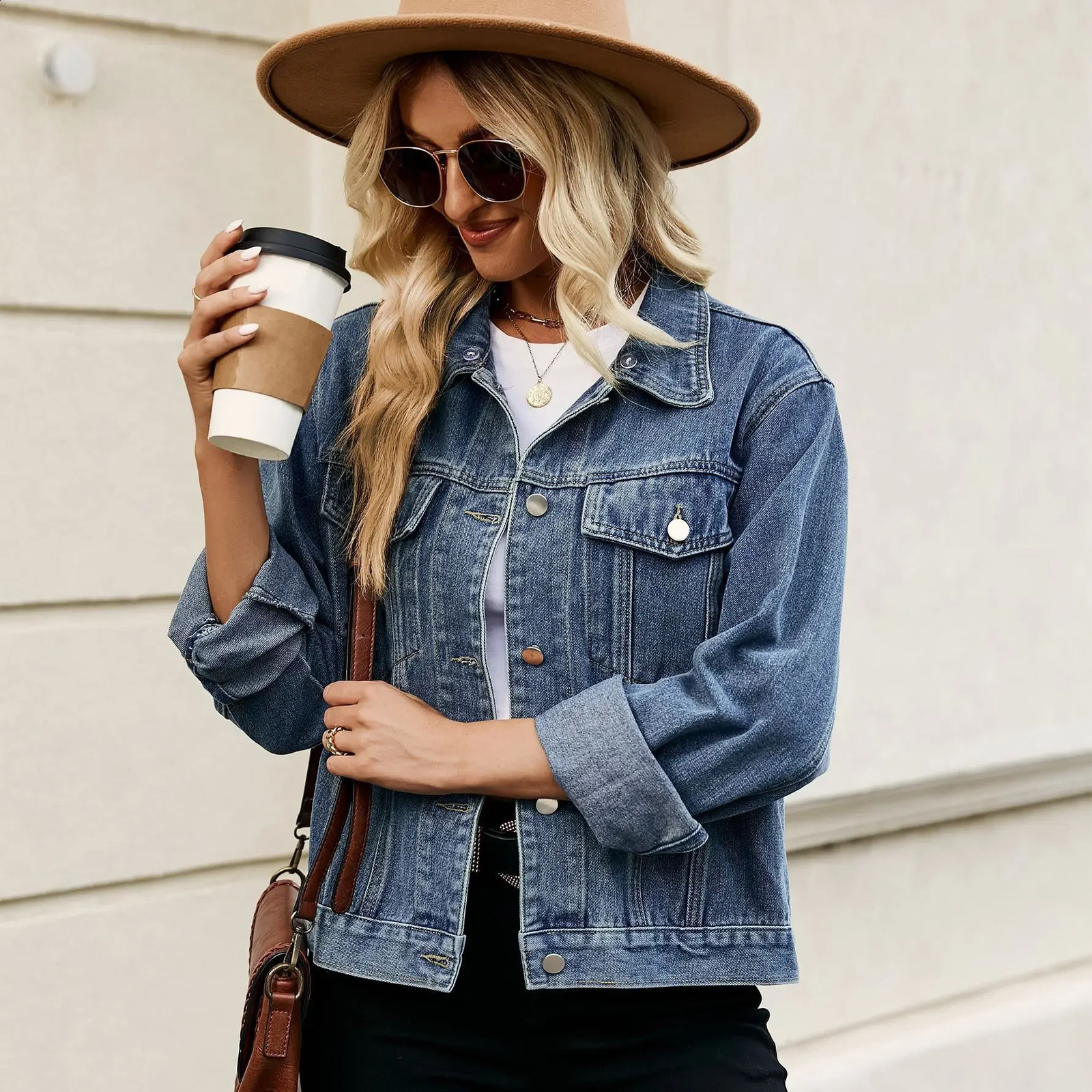 Denim Jacket For Women Trendy Slim Fit Cropped Top Style Washing Smooths Your Silhouette European American Trade 240830