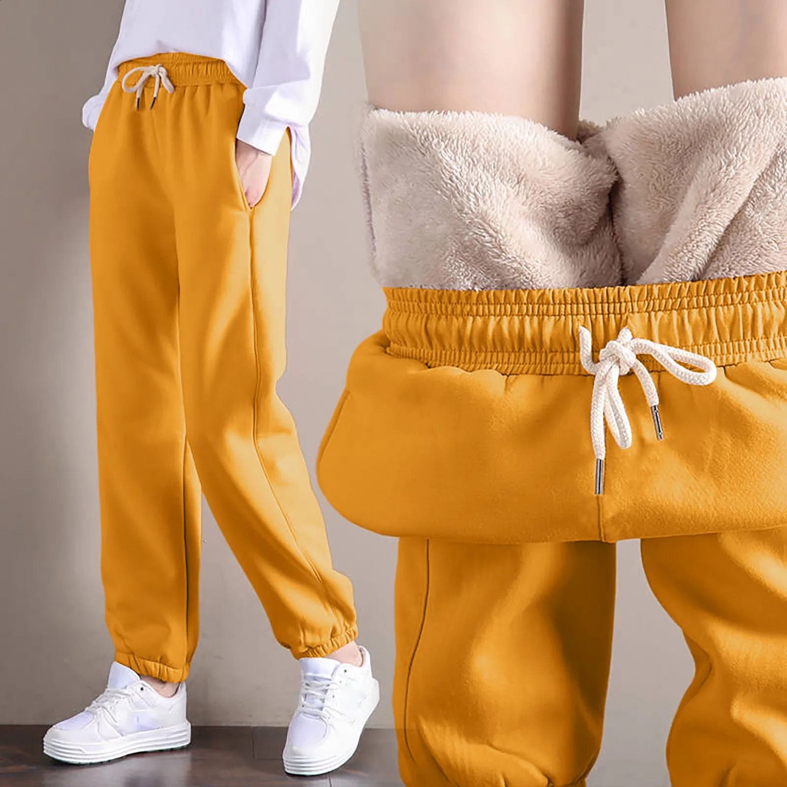 Fashion jogging pants for women winter warm leg thick Trouser warm wool pants velvet lace casual sports pants 240830