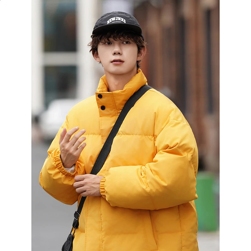 Winter Men Warm Puffer Jacket Parkas Couple Outdoor Casual High Neck Zipper Cotton Padded Coat Men Y2K Clothing 240830