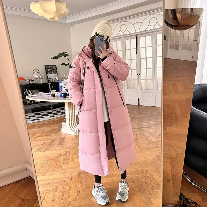 Parkas en coton pour femmes, Version coréenne d'hiver de la veste parka chaude x-longue rembourrée en coton pour femmes, lettre plus épaisse, 240