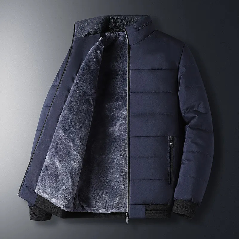 Mens Winter Jacket Windproof Jackets for Men Fleece Coats Winter Thermal Parkas Stand Collar Men Winter Plus Size Windbreak Coat 240830