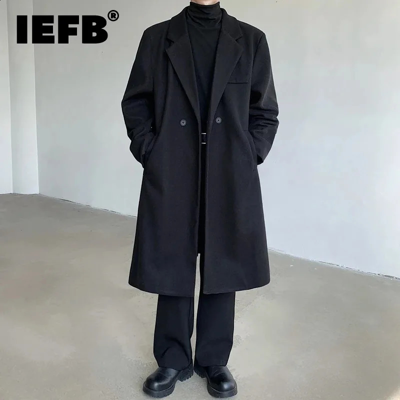 IEFB 2024 Auteur de laine d'automne en laine Couleur de style coréen Couleur solide à manches longues à double poitrine