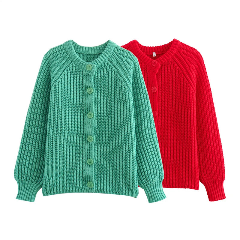 YENKYE Women Long Sleeve Knit Cardigan Coat Autumn Winter Casual Outerwear Female Single Breasted Red Warm Christmas Sweater 240830